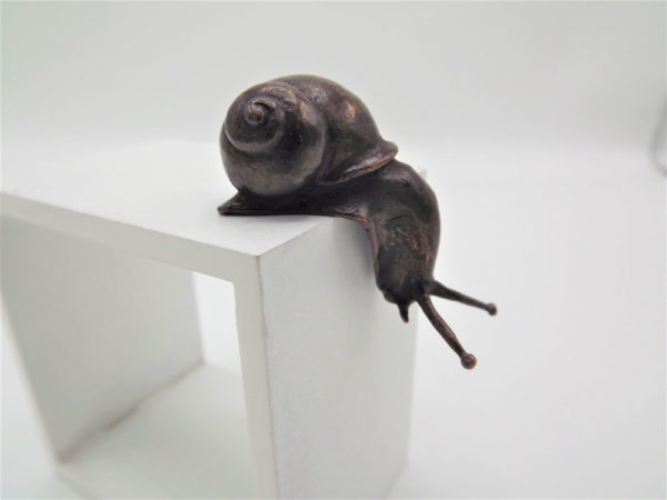 Snail over Edge Bronze Sculpture