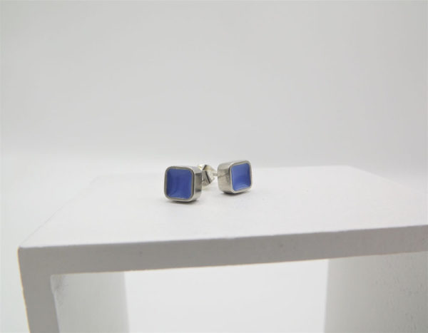 Blue Block Stud Earrings by Koa
