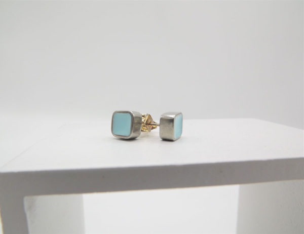 Turquoise Block Stud Earrings by Koa