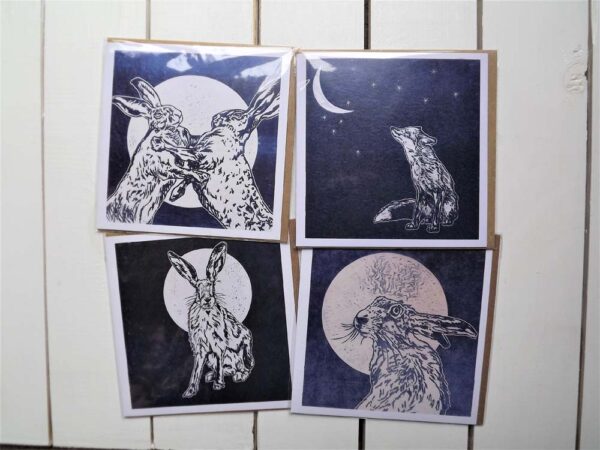 Hares and Fox Cards by Sarah Cemmick