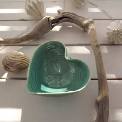 Porcelain Heart Bowls in Turquoise by Mary Howard-George