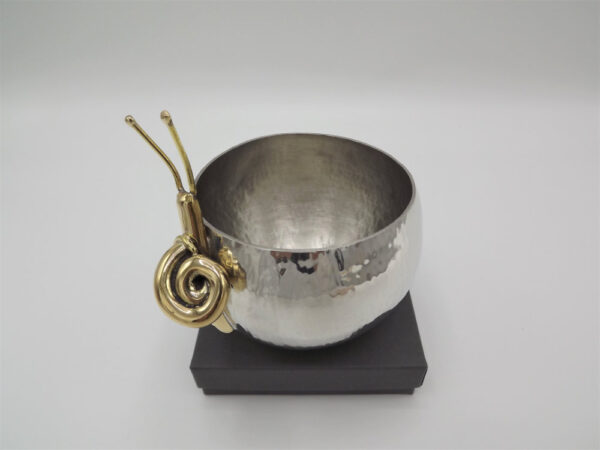 pewter bowl with snail