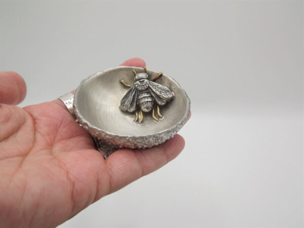 small pewter bowl with bee