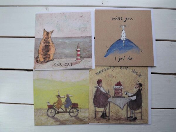 ‘Naughty but nice’ selection of four blank greetings cards by Sam Toft.