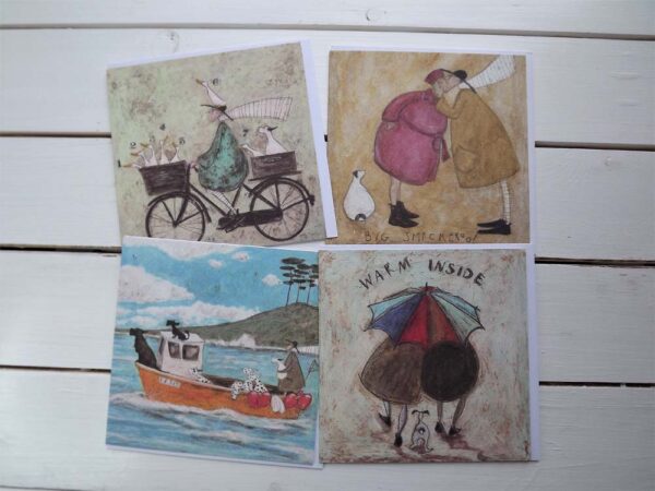 ‘Warm inside’ selection of four blank greetings cards by Sam Toft.