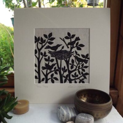 Linocut by Gail Kelly ‘Tree Tops’